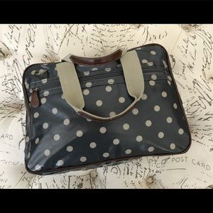 Blue polka dot vinyl computer carryall bag